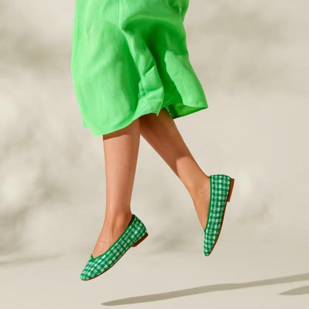 Vivaia 🆕 Margot 2.0 Green Gingham Flats